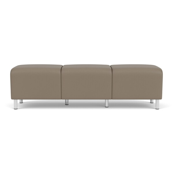 Lesro Siena Lounge Reception 3 Seat Bench, Brushed Steel, MD Farro Upholstery SN3001 - main